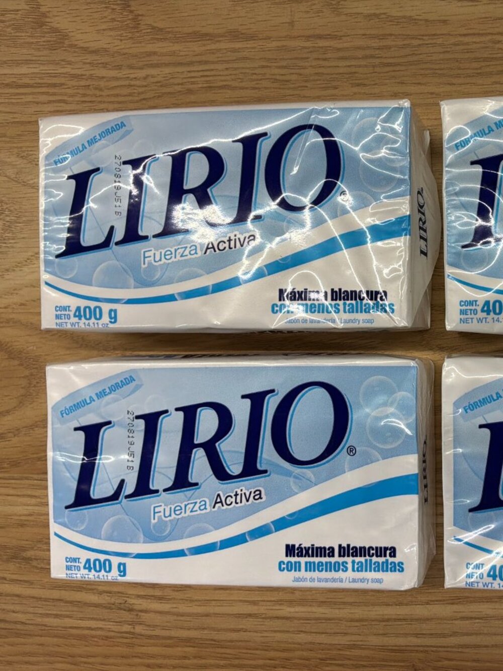 Lirio Fuerza Activa Laundry Bar Soap 400g Max Whitening NEW (Pack of 2)
